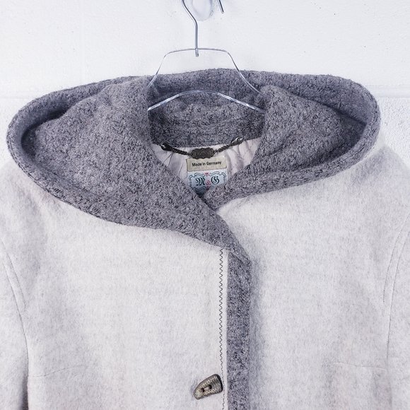 M & G Made In Germany Boiled Wool Hooded Toggle Duffle Coat Cream Size US 18 - Picture 4 of 8